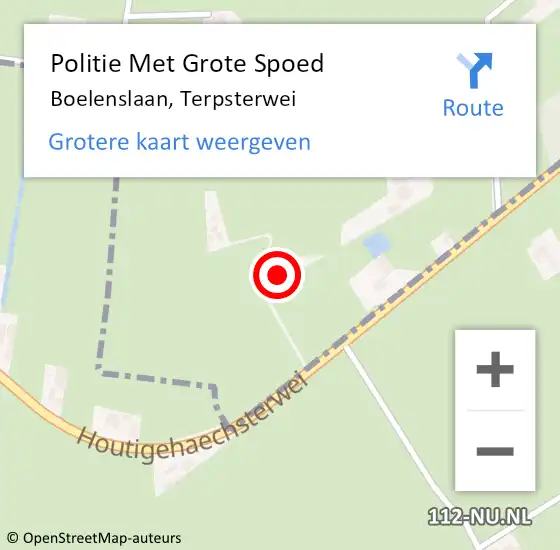 Locatie op kaart van de 112 melding: Politie Met Grote Spoed Naar Boelenslaan, Terpsterwei op 12 februari 2023 22:50
