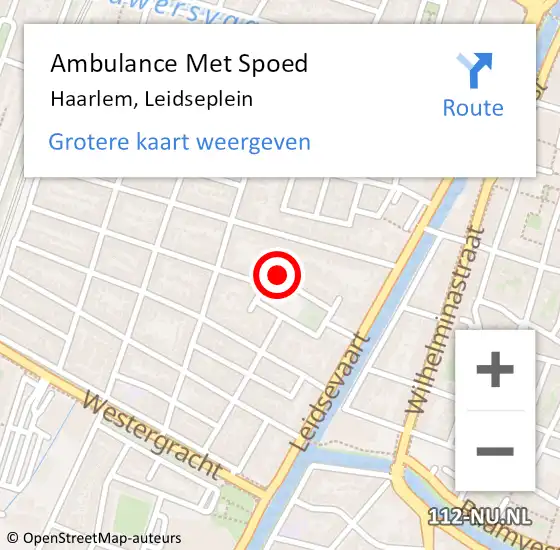 Locatie op kaart van de 112 melding: Ambulance Met Spoed Naar Haarlem, Leidseplein op 13 februari 2023 00:17
