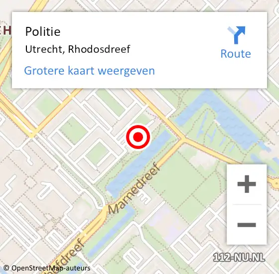 Locatie op kaart van de 112 melding: Politie Utrecht, Rhodosdreef op 13 februari 2023 00:48