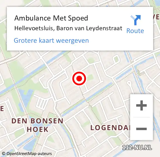 Locatie op kaart van de 112 melding: Ambulance Met Spoed Naar Hellevoetsluis, Baron van Leydenstraat op 13 februari 2023 01:14