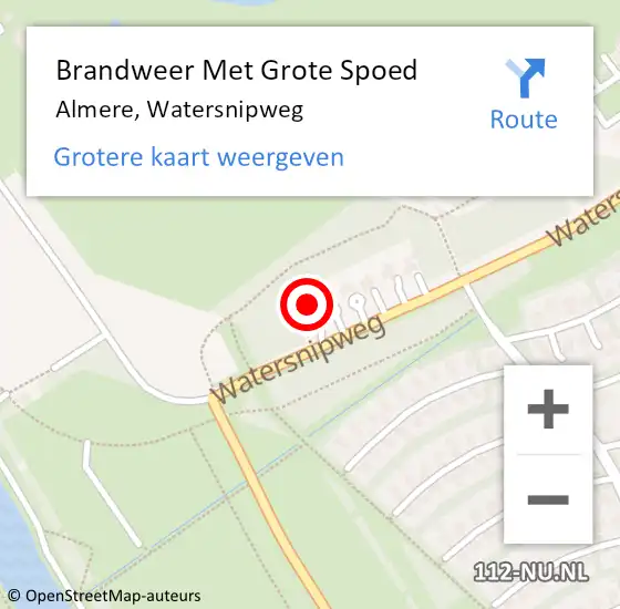 Locatie op kaart van de 112 melding: Brandweer Met Grote Spoed Naar Almere, Watersnipweg op 13 februari 2023 02:07