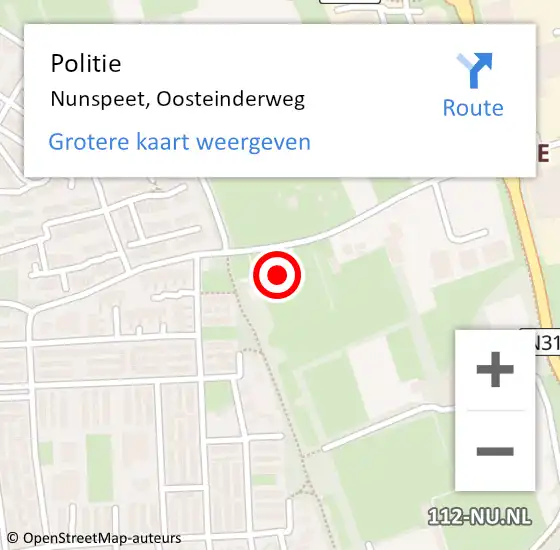 Locatie op kaart van de 112 melding: Politie Nunspeet, Oosteinderweg op 13 februari 2023 08:47
