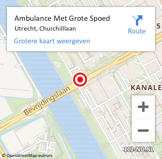 Locatie op kaart van de 112 melding: Ambulance Met Grote Spoed Naar Utrecht, Churchilllaan op 11 oktober 2013 15:43