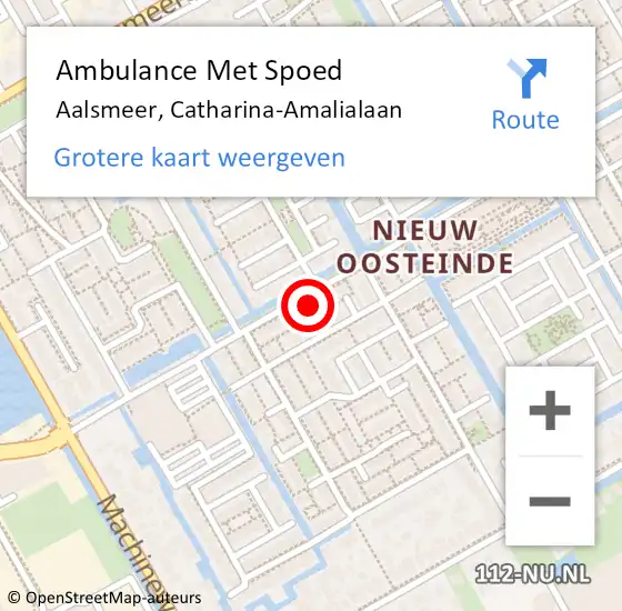Locatie op kaart van de 112 melding: Ambulance Met Spoed Naar Aalsmeer, Catharina-Amalialaan op 13 februari 2023 13:13