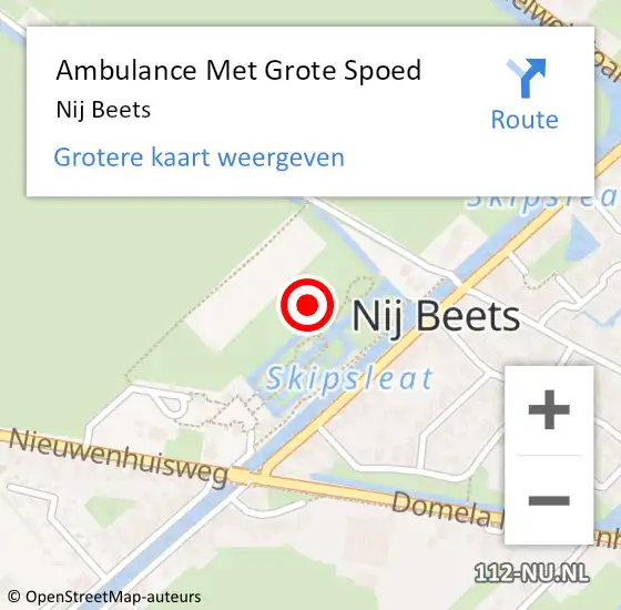 Locatie op kaart van de 112 melding: Ambulance Met Grote Spoed Naar Nij Beets op 13 februari 2023 13:23