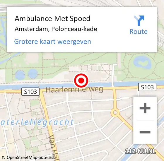 Locatie op kaart van de 112 melding: Ambulance Met Spoed Naar Amsterdam, Polonceau-kade op 13 februari 2023 14:29