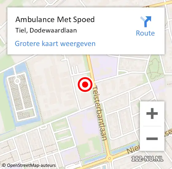 Locatie op kaart van de 112 melding: Ambulance Met Spoed Naar Tiel, Dodewaardlaan op 13 februari 2023 15:37
