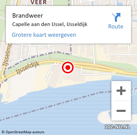 Locatie op kaart van de 112 melding: Brandweer Capelle aan den IJssel, IJsseldijk op 13 februari 2023 16:32