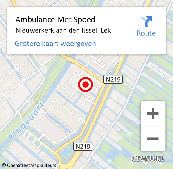 Locatie op kaart van de 112 melding: Ambulance Met Spoed Naar Nieuwerkerk aan den IJssel, Lek op 13 februari 2023 17:01