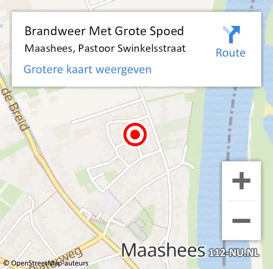 Locatie op kaart van de 112 melding: Brandweer Met Grote Spoed Naar Maashees, Pastoor Swinkelsstraat op 13 februari 2023 17:02