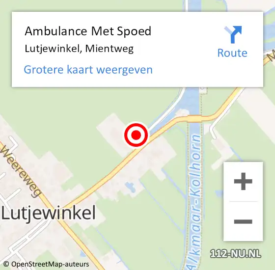 Locatie op kaart van de 112 melding: Ambulance Met Spoed Naar Lutjewinkel, Mientweg op 13 februari 2023 22:08