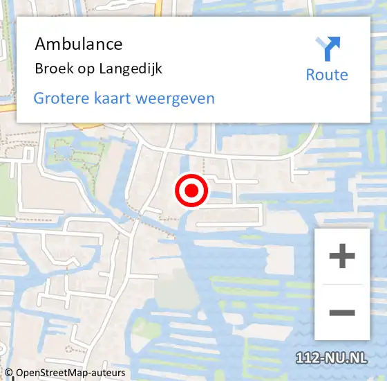 Locatie op kaart van de 112 melding: Ambulance Broek op Langedijk op 13 februari 2023 22:49