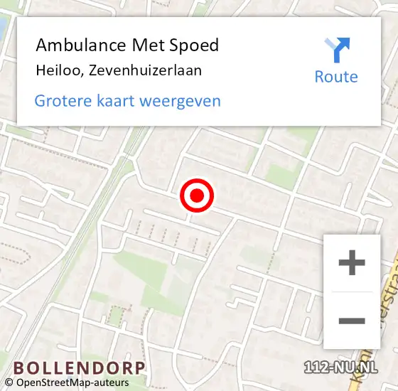 Locatie op kaart van de 112 melding: Ambulance Met Spoed Naar Heiloo, Zevenhuizerlaan op 14 februari 2023 00:16