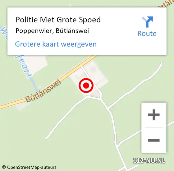 Locatie op kaart van de 112 melding: Politie Met Grote Spoed Naar Poppenwier, Bûtlânswei op 14 februari 2023 06:38