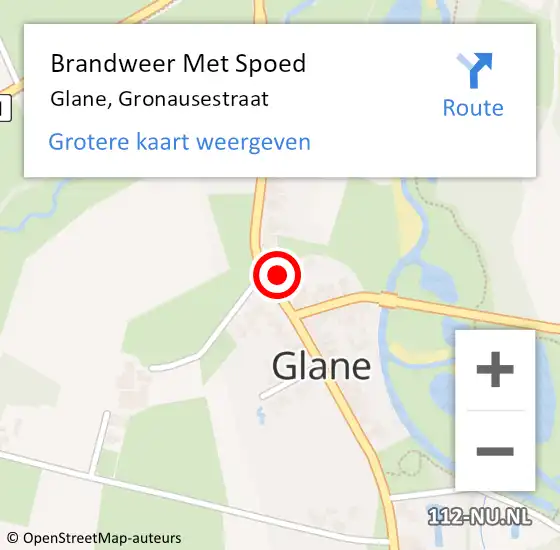 Locatie op kaart van de 112 melding: Brandweer Met Spoed Naar Glane, Gronausestraat op 14 februari 2023 07:34