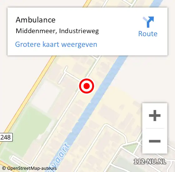 Locatie op kaart van de 112 melding: Ambulance Middenmeer, Industrieweg op 14 februari 2023 07:36