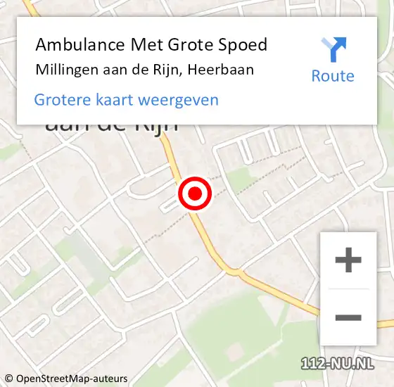 Locatie op kaart van de 112 melding: Ambulance Met Grote Spoed Naar Millingen aan de Rijn, Heerbaan op 14 februari 2023 08:58