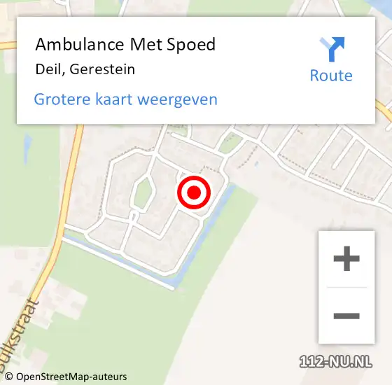 Locatie op kaart van de 112 melding: Ambulance Met Spoed Naar Deil, Gerestein op 14 februari 2023 09:00