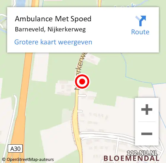 Locatie op kaart van de 112 melding: Ambulance Met Spoed Naar Barneveld, Nijkerkerweg op 14 februari 2023 10:25