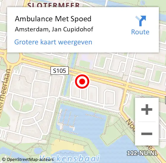 Locatie op kaart van de 112 melding: Ambulance Met Spoed Naar Amsterdam, Jan Cupidohof op 14 februari 2023 10:43