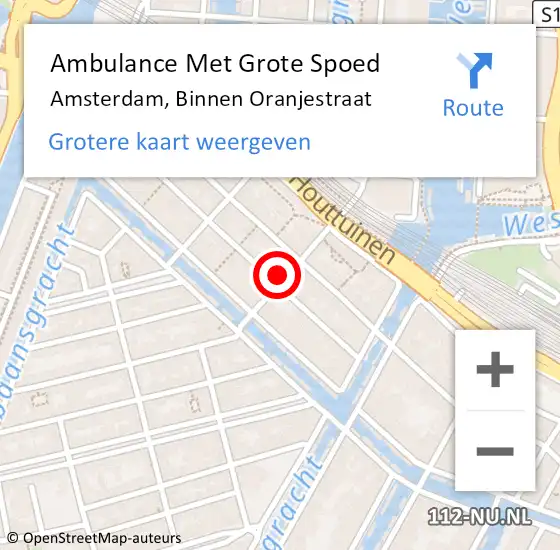 Locatie op kaart van de 112 melding: Ambulance Met Grote Spoed Naar Amsterdam, Binnen Oranjestraat op 14 februari 2023 10:43