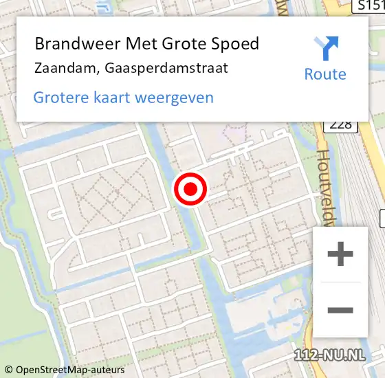 Locatie op kaart van de 112 melding: Brandweer Met Grote Spoed Naar Zaandam, Gaasperdamstraat op 14 februari 2023 12:40