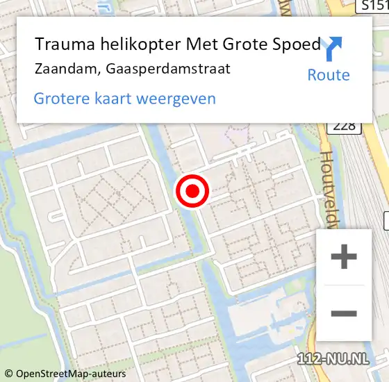 Locatie op kaart van de 112 melding: Trauma helikopter Met Grote Spoed Naar Zaandam, Gaasperdamstraat op 14 februari 2023 12:43