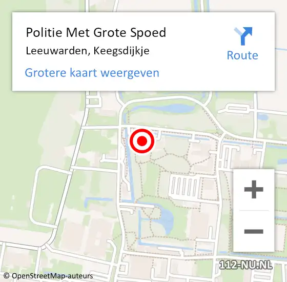 Locatie op kaart van de 112 melding: Politie Met Grote Spoed Naar Leeuwarden, Keegsdijkje op 14 februari 2023 13:06