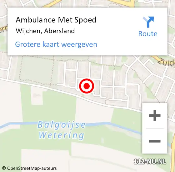 Locatie op kaart van de 112 melding: Ambulance Met Spoed Naar Wijchen, Abersland op 14 februari 2023 13:19