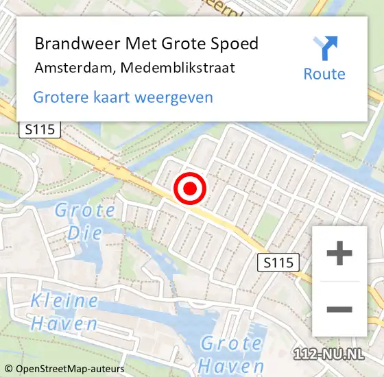 Locatie op kaart van de 112 melding: Brandweer Met Grote Spoed Naar Amsterdam, Medemblikstraat op 14 februari 2023 14:01