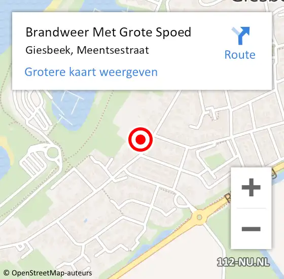 Locatie op kaart van de 112 melding: Brandweer Met Grote Spoed Naar Giesbeek, Meentsestraat op 14 februari 2023 16:52