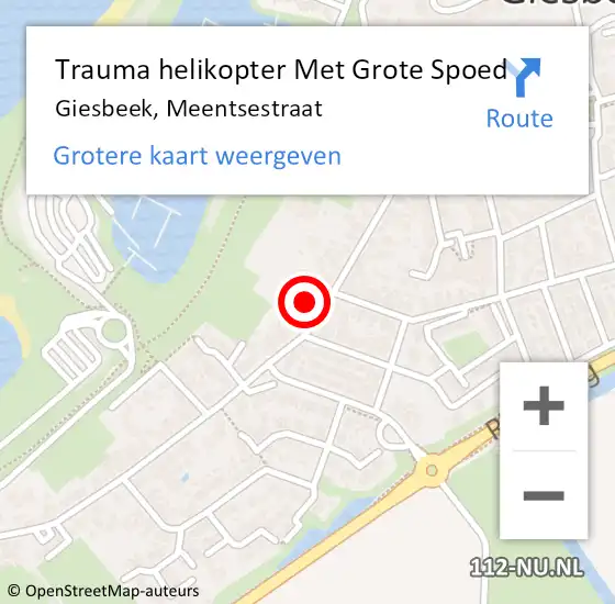 Locatie op kaart van de 112 melding: Trauma helikopter Met Grote Spoed Naar Giesbeek, Meentsestraat op 14 februari 2023 16:56