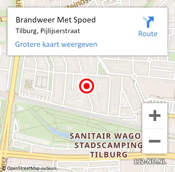 Locatie op kaart van de 112 melding: Brandweer Met Spoed Naar Tilburg, Pijlijserstraat op 14 februari 2023 17:16