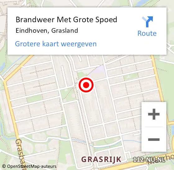 Locatie op kaart van de 112 melding: Brandweer Met Grote Spoed Naar Eindhoven, Grasland op 14 februari 2023 18:13