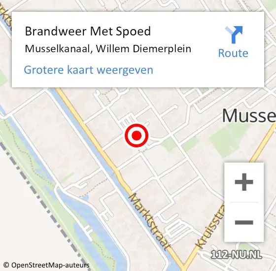 Locatie op kaart van de 112 melding: Brandweer Met Spoed Naar Musselkanaal, Willem Diemerplein op 14 februari 2023 19:10