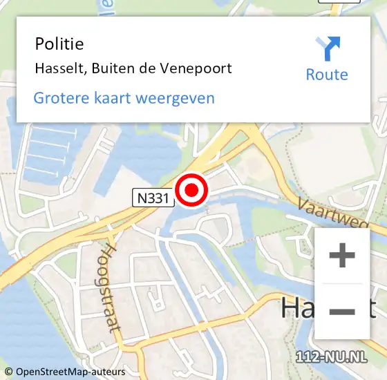 Locatie op kaart van de 112 melding: Politie Hasselt, Buiten de Venepoort op 14 februari 2023 19:33