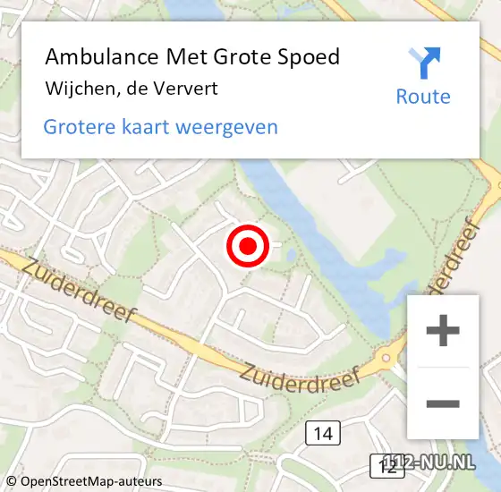 Locatie op kaart van de 112 melding: Ambulance Met Grote Spoed Naar Wijchen, de Ververt op 14 februari 2023 21:30