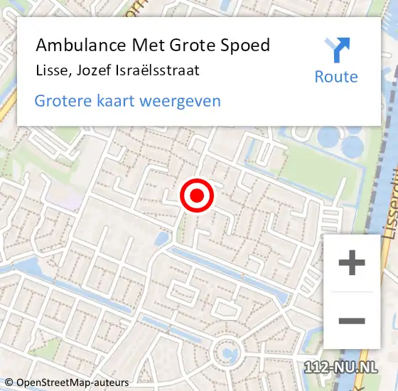 Locatie op kaart van de 112 melding: Ambulance Met Grote Spoed Naar Lisse, Jozef Israëlsstraat op 14 februari 2023 23:22