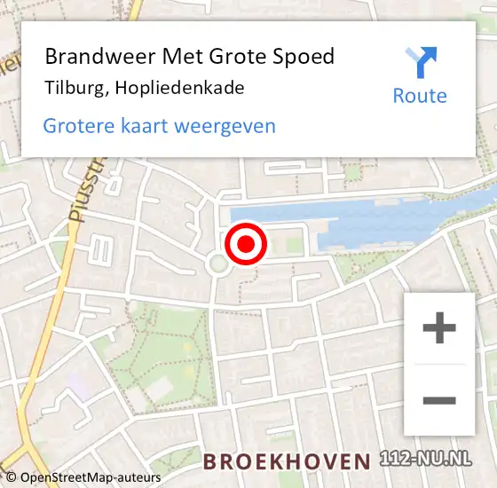 Locatie op kaart van de 112 melding: Brandweer Met Grote Spoed Naar Tilburg, Hopliedenkade op 15 februari 2023 05:11