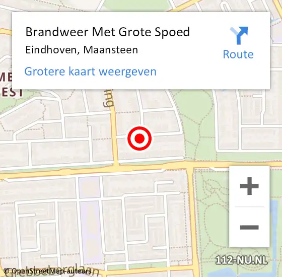 Locatie op kaart van de 112 melding: Brandweer Met Grote Spoed Naar Eindhoven, Maansteen op 15 februari 2023 09:42