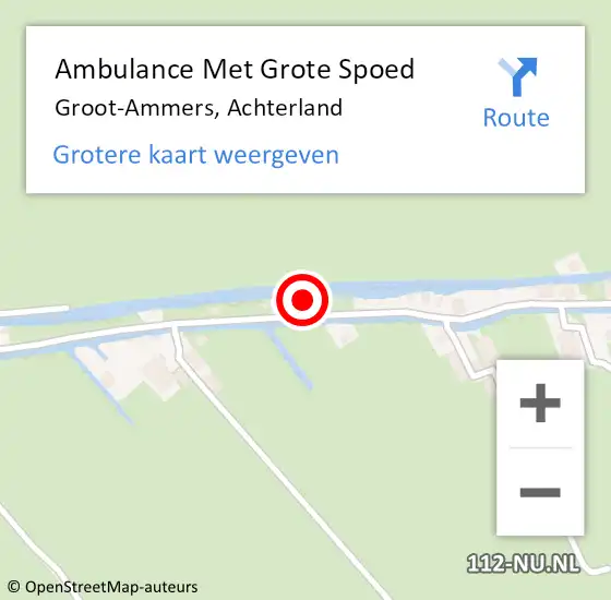 Locatie op kaart van de 112 melding: Ambulance Met Grote Spoed Naar Groot-Ammers, Achterland op 15 februari 2023 10:42