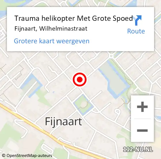 Locatie op kaart van de 112 melding: Trauma helikopter Met Grote Spoed Naar Fijnaart, Wilhelminastraat op 15 februari 2023 10:49
