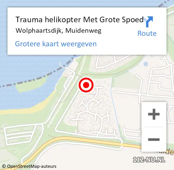Locatie op kaart van de 112 melding: Trauma helikopter Met Grote Spoed Naar Wolphaartsdijk, Muidenweg op 15 februari 2023 11:42