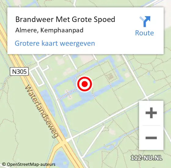 Locatie op kaart van de 112 melding: Brandweer Met Grote Spoed Naar Almere, Kemphaanpad op 15 februari 2023 13:35