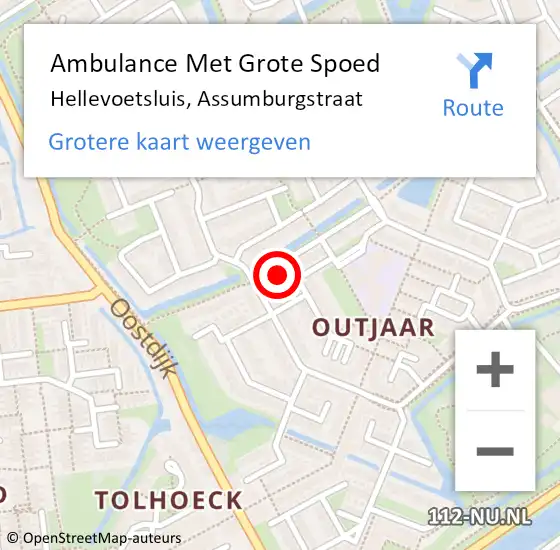 Locatie op kaart van de 112 melding: Ambulance Met Grote Spoed Naar Hellevoetsluis, Assumburgstraat op 15 februari 2023 13:53