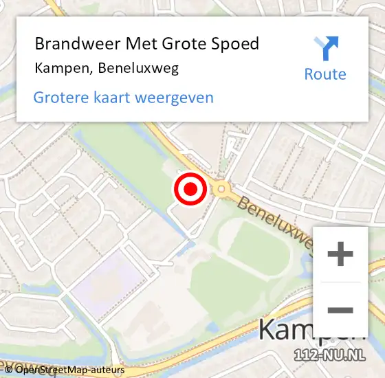 Locatie op kaart van de 112 melding: Brandweer Met Grote Spoed Naar Kampen, Beneluxweg op 15 februari 2023 15:50