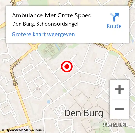 Locatie op kaart van de 112 melding: Ambulance Met Grote Spoed Naar Den Burg, Schoonoordsingel op 15 februari 2023 16:43