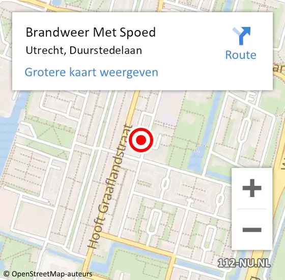 Locatie op kaart van de 112 melding: Brandweer Met Spoed Naar Utrecht, Duurstedelaan op 15 februari 2023 18:59