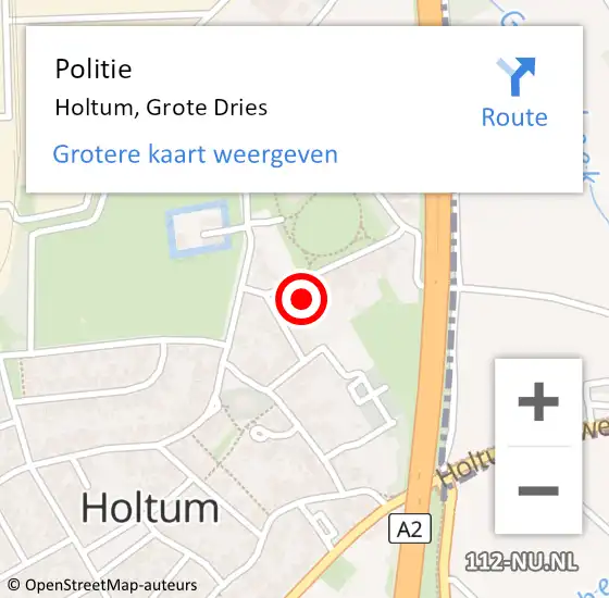Locatie op kaart van de 112 melding: Politie Holtum, Grote Dries op 16 februari 2023 04:45