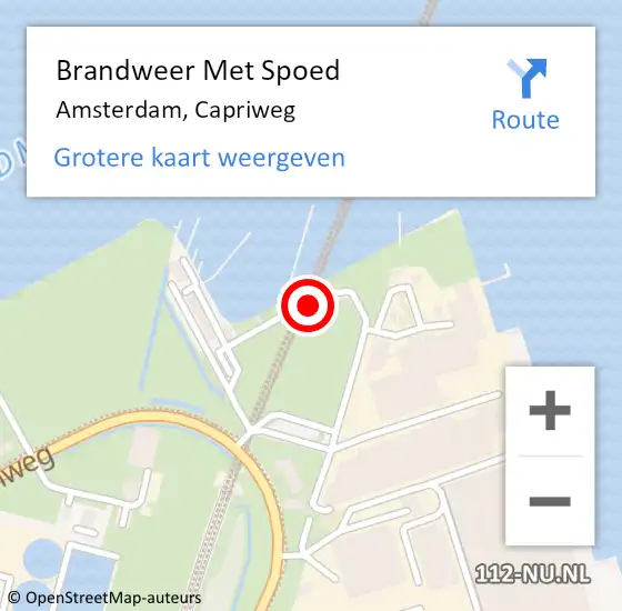 Locatie op kaart van de 112 melding: Brandweer Met Spoed Naar Amsterdam, Capriweg op 16 februari 2023 06:39